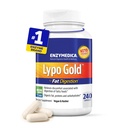 Enzymedica Lypo Gold, Wysoka potencja Lipase Gragestive Enzymy do trawienia tłuszczu, Wspiera okazjonalne Bloating Relief & Digestive Health, Keto- Friendly, Wegan, 240 Kapsułki