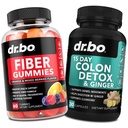 DR. BO Fiber Gummies Colon Cleanse & Ginger - Tasty Gummy Prebiotic Fiber Supplement - Bowel Movement Support for Gut & Stomach Cleansing