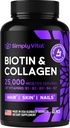 Biotin i Kolagen Suplementy z Keratin 25000 µg - Włosy skóry i paznokci Witaminy z Collagen Keratin B Complex - Made in USA - Biotin for Hair Growth Women & Men Wsparcie skóry i paznokci, 60 Kapsułki
