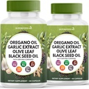 Oliwa z oliwek, ekstrakt czosnkowy, oliwkowy liść, olejek z czarnego nasion, Astragalus- Immune Support & suplement diety dla kobiet i mężczyzn - 120