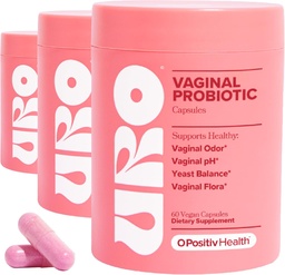 O Pozytiv URO Probiotyki waginalne dla kobiet Równowaga z prebiotykami i Lactobacillus Probiotic Blend - Suplement do zdrowia waginalnego - Promowanie zdrowego zapachu waginalnego & kwiatu waginalnego, 60 Ilość (Opakowanie po 3)