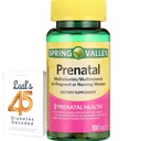 Spring Valley Prenatal Multivitamin 100 Tabletki, Prenatal Vitamin dla kobiet, Ciąża musi haves suplement foliowy, Bundle z Luall 45 Cukrzyca zdekorowane