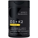 Badania sportowe Wegan Witamina D3 + K2 Suplement z organicznym olejem kokosowym - 5000iu Witamina D ze 100mcg Mk7 Witamina K - Wspiera wapń dla silniejszych kości i immunologicznego zdrowia - 30 Softgels dla dorosłych