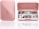 Travel Pill Organizator Wilgoć wodoodporny mały pióro Pudełko na kieszonkowe Torebka 6 Komory Przenośne pióro przypadku Medycyna Witamina Holder Pojemnik, różowy