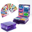Duży Pill Organizator z etykietami medycznymi, Pill Dispenser 12- Komponent Travel Medication Storage Case, 7- Day Pill Box dla witamin i suplementów (Purpurowy, 161 Etykiety)