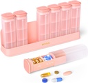 Cotygodniowy Pill Organizer 3X dziennie, Odkurzalny Pill Box 7 dzień, Duży 3 razy Codzienne Pill Case, Travel Pill Container Holder, Tydzień Dispenser Dispenser Pillbox dla suplementu witaminy, Różowy