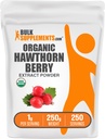 BulkSupplements.com Organic Hawthorn Berry Extract Powder - Hawthorn Berry Supplement - Herbal & Gluten Free, 1g per Serving, 250g (8.8 oz) (Opakowanie po 1)