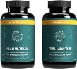 Primal Harvest Magnezu Supplement Complex 310mg by Primal Harvest with Magnezu Glycinate, Cytrate, Malate, and Zinc 2 Pack, 240 kapsułki