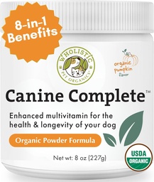 Wholistic Pet Organics Psy Kompletny - Pies Multivitamin Proszek - 8 Oz - Codzienne Witaminy psów i suplementy do domowej żywności - System immunologiczny, Skóra, Coat & Ogólne zdrowie - Małe i duże Rasa