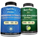 Żywotna żyłka Premium Berberine 1200mg & Citrus Bergamot Extract 1400mg Bundle - Ceylon Cynamon & 25: 1 Bergamia Extract - Zarządzanie wagą i immunologiczne Wsparcie Plus Heart Health - 120 Kapsułki Każdy