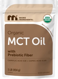 Organiczny MCT Oil Powder z włókna prebiotycznego, 1 funt (16 unce), Szybkie paliwo do ciała i mózgu, C8 MCT Oil do kawy Creamer, Bez GMO, Keto Diet, Wegan