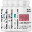 Młodzież & Tonic Bloating Relief z Pre & Probiotyki z zatrzymywania wody, Gaz lub spożywcza trawienie z pilek wodnych, Płynny Aktywowany Węgiel Węgiel i Enzymy Żywieniowe Pakiet Bundle