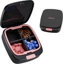 Daily Pill Box 4 razy dziennie, mały pill Case, Travel Pill Organizator, 4 Komory Kompaktowy przenośny pojemnik na pióro do witaminy, Medycyna, Suplement, Olej rybny, Różowy
