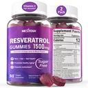 Resveratrol Supplement 1500mg - Resveratrol Gummies Wspiera NAD, NMN & NMNH Synergy, z Quercetin, ziarno winogron, Acai Jagody Ekstrakty na przeciwutleniacze, Zdrowe Starzenie i długowieczność, Skóra, Mózg - 2Pcs