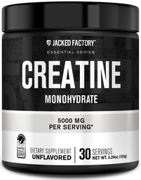 Jacked Factory Stwórczy jednowodny proszek 150g - 5g Codzienny suplement dla stworzeń dla mężczyzn i kobiet, Przyjazny weganom, Trzydniowy test party - 30 Sług, Unflavored