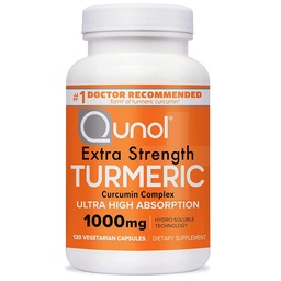 Qunol Turmeric Curcumin Supplement, Turmeric 1000mg With Ultra High Absorption, Joint Supplement, Extra Strength Turmeric Capsules, 2 Month Supply, 120 Count (Pack of 1)