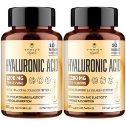 19- in-1 Kapsułki kwasu hialuronowego - kwas hilunarowy 1200 mg, z peptydami kolagenowymi, witaminą C, fitoceramidami - dla skóry, oczu, przewodu pokarmowego, wsparcia kości (2 opakowania)