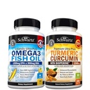 Triple Force Omega 3 Fish Oil Softgels (2 Month Supply) Plus kurkumina Turmeric z Black Pepper Extract 1500mg Complex (2 Month Supply)