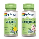 SOLARAY Mullein Leaf 330 mg i Marshmallow Root 480 mg - Wellness Bundle - Herbs High in Mucilage Solveral Fiber for Soothing Support - Vegan, Non-GMO, Lab Verified, 60- Day Guarantee, 200 / 100 VegCaps