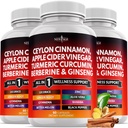 Ceylon Cynamon, Turmeric, Jabłko Cydr Ocet, Ginseng, Aloe Vera, Berberine Plus Banaba, Ginger Root - 180 Count