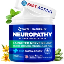 NATURALNY NATURALNY Krem Ekstra Siła Nerwy Krem Ulgi dla stóp, rąk, nóg, Toes z Arnica, Witamina B6, Aloe Vera, MSM - Made in USA