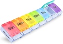 AUVON Cotygodniowy Pill Organizer Artretyzm Przyjazny, BPA Bezpłatne Podróże 7 dzień Pill Box Case z Spring Open Design i duży komplet do trzymania witamin, Cod Liver Oil, Suplementy i Leki