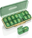 Pil Organizator 2 razy dziennie, 7 dzień Am Pm Pill Box - Acedada Cotygodniowy Pill Organizator z oddzielnym pojemnikiem, Portable Daily Medicine Planner Dispenser Case for witaminy, Oleje rybne, Suplementy, Zielony