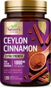 Ceylon Cynamon kapsułki 1800mg - Certified Organic Cynamon, Butelki w USA, & Czysta dodatkowa moc Ceylon Cynamon suplement, Pigułki przeciwutleniające, Non-GMO & Gluten Free, Cukier wolny - 120 Kapsułki