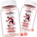 Witamina ADK + B12 Gumiaki Suplementy: Witamina D3 K2 (MK- 7) z B12 dla mężczyzn Kobiety do żucia Wegan Multiwitamina Wsparcie kości Mózg immunologiczny Skóra Eye Heart Sugar Wolny Malina Smakowane 2 Opakowania