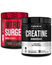 Jacked Factory NITROSURGE Pre Workout Supplement (Pomarańczowy ananas, 30 Słupki) & Monohydrat kreatryny proszek (Unflavored, 30 Służenie)