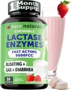 Yuve Natural Fast Acting Dairy Relief Pyszne Chewables - Lactase Enzyme 9000 FCC - Pożegnaj się z Dyskomfort mleczny z Laktoza Nietolerancja - Truskawka krem Flavor - 30ct