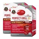 Labo Nutrition Perfect Krill EX, 1000mg Crill Oil Omega 3 EPA DHA, Najwyższe fosfolipidy (ponad 56%) z Choliną, Astaksantyna 124; Heart Brain Eye Joint Health, Made in USA, 60 softgelsX2