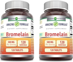 Amazing Supples Bromelain 500 Mg Tablets Supplement DEVE 124; Non-GMO DEVE 124; Gluten Free EVE 124; Made in USA (120 Count DEVE 124; 2 Pack)
