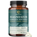 Triple Magnezu Softgels: 124; Cytrate, Malate, & Oxide: 124; Wysoko absorbowalny suplement magnezu do trawienia, Spokój, Kurcze nóg, & Sleep Support: 124; 300 mg Complex: 124; Łatwy do połykania żele miękkie: 124; 60