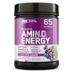 Optimum Nutrition Amino Energy - Wstępne ćwiczenia z zielonej herbaty, BCAA, Amino Acids, Keto Friendly, Green Coffee Extract, Energy Powder - Winogrona Concord, 65 Servings (Packaging May Vary)