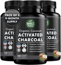 Kapsułki kokosowe aktywowane węglem, 180 Kapsułki węglowe, wybielanie zębów, Pomaga zaparcia, wzdęcia, Gaz żołądkowy, Heartburn, Pure Coconut Derived Supplement (3)