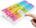 MOLN HYMY Duży Pill Organizator 2 razy dziennie, PM Pill Box 7 dzień, 14 Dividers 2 Tydzień Pill Organizator medycyny z Easy Push Przycisk do leczenia, Witaminy, Oleje rybne, Suplementy