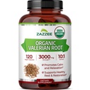 Zazzee USDA Organic Valerian Root 10: 1 Extract, 3000 mg Siła, 120 Kapsułki wegańskie, 4 Miesiące Dostawy, Valeriana officinalis, 10X Moc, 100% Vegetarian, All- Natural, Non-GMO, Made in USA