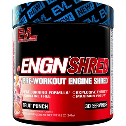 EVL Ultimate Pre Workout Powder - Termogeniczny tłuszcz Burn Support Pretensive Drink for Stasting Energy Focus and Stamina - ENGN Shred Intense Creatine Free Pretensive Drink Mix - Fruit Punch
