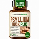 Suplement do włókien z 1080mg proszku pyllium Husk, Slippery Elm dla kobiet i mężczyzn, Ginger Root - High Fiber Pills dla regularności, Digestive & Gut Health - Delikatny na Stomach 60 Pyllium Husk kapsułki