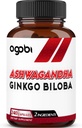agobi 1600mg Ashwagandha z dodatkiem Ginkgo Biloba - Super Extract Formuła dla układu immunologicznego, Produkcja energii, Zdrowie i Focus pamięci - 240 Kapsułki wegetariańskie