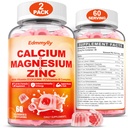 Suplement cynku wapnia Gummie z witaminą D3 K2 & B Kompleks dla kobiet 1000mg Cytrynian wapnia z Gummies magnezu dla kości, Mięśnie i Wsparcie immunologiczne, Bez cukru, Wegan
