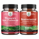 Paleta kobiecych piw Palmetto i suplement Resveratrol - Piła Palmetto ekstrakt Kapsułki z Maca Root & Biotin do utraty włosów i AMPK Metabolic Activator dla Metabolic Boost & Efektywność komórkowa