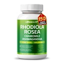 Rhodiola Rosea Suplement - 11- in-1 Naturalny mieszanka z rumianku L -Theanine Ashwagandha Święty Basil Valerian Passionflower - 150 Count - Made & Tested in USA