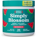 Po prostu Blossom Nutrition Daily Greens & Superfood Powder + Collagen + Probiotyki dla Kobiet Digestive Health & Bloating Relief. Pomoc Twoje zdrowie Bloom - 30 Day Supply - Arbuz