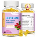 Berberyna z Ceylon Cynamon Gummies, Wysoka potencja Berberyna HCI Suplement, Immune Health Support, 120 Mango Flavored Gummies