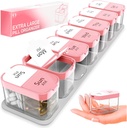 Extra Dużego Tygodniowego Pill Organizer - XL Witamina Holder z 7 Odłączalne Komory AM PM - Przenośny Dispenser Medicine dla domu i podróży, Big Supplement Container dla Weekly lub codziennego użytku, Różowy