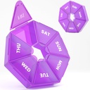 Cotygodniowy pill organizer, 2 opakowania przenośne pill Box Medycyna przypadku 6 Kolory (Seven Day) Nowa edycja dla witaminy / oleju rybnego / pigułki / suplementy - zapalenie stawów Przyjazny (Purpurowy)