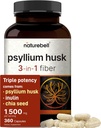 NatureBell Psyllium Husk Fiber Supplement, 1,500mg Per Serving, 360 Kapsułki Yellow 124; z Inulin & Chia Seed Yellow 124; Organic Soluble Fiber for Digestive & Gut Health Yellow 124; Plant- based, Non-GMO, Gluten- Free