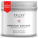 Valerian Root 4: 1 Extract Capsules 750mg - Optimized Active Property - 4X Concentration Valerian Root Extract Supplement - Gluten Free, Non-GMO - Promotes Relaxation - 120 Capsules